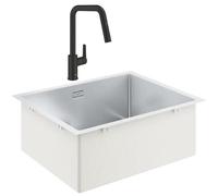 GROHE Evier inox 55x45 cm + Mitigeur de cuisine Start Black avec douchette