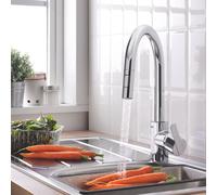 Grohe Feel Mitigeur de cuisine pivotant, avec douchette extractible, 31486001,