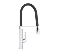 Grohe Feel Mitigeur monocommandé pour évier, saillie 235mm, flexible GROHFlexx Santopren, orientable, douchette professionnelle, 31489000, Couleur: chrome