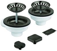 Grohe Garniture de Vidage Évier 2 bacs, avec bouton 205x210mm Hard Graphite Brossé 40998AL0
