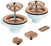 Grohe Garniture de Vidage Évier 2 bacs, avec bouton 205x210mm Warm Sunset Brossé 40998DL0