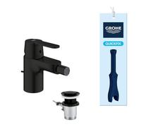 GROHE Get Mitigeur de Bidet, Taille S, avec Ensemble de Vidage à Tirette (Montage sur Plage, Taille S 123 mm, Économie d’Eau, Facile à Installer avec QuickTool Inclus), Noir Mat, 328852430