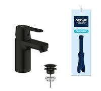GROHE Get Mitigeur de Lavabo de Salle de bains Monocommande avec Bonde Push-Open - Taille S (Économie d’Eau et d’Énergie, Levier Métal, Installation Facile), Noir Mat, 235862430