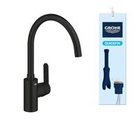 GROHE Get - Robinet de Cuisine monocommande pour évier (Pivotant à 360° et Installation Facile), Noir Mat, 314942431