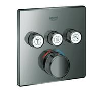 Grohe Smartcontrol jeu de finition 29126A00 graphite dur, carré, thermostat dissimulé, 3 vannes d'arrêt