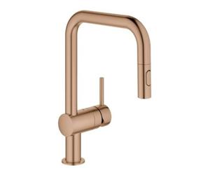 Grohe Grohe Minta Mitigeur évier chaud inox brossé, douchette extractible double, bec en U Quantité:1