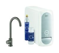 GROHE Blue Home - Kit de démarrage avec robinetterie MONO bec en C avec unité réfrigérante hard graphite brossé