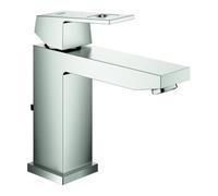 Grohe Eurocube Mitigeur monocommandé pour lavabo, M-Size, vidage à tirette, saillie 133mm, 23445DC0, Couleur: acier super