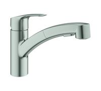 Grohe Grohe Mitigeur monocommande d'évier Eurosmart 1/2, bec plat, sortie, bec extractible, super chromé Quantité:1