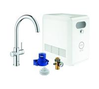 Grohe Blue Mélangeur de cuisine professionnel à levier unique 31323002 chromé , kit de démarrage, bec C, Bluetooth / WIFI