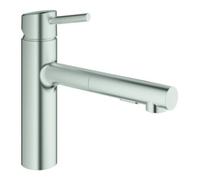 Grohe Grohe Mitigeur monocommande évier Concetto acier inox, douchette extractible, bec moyen Quantité:1