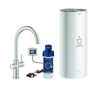 Grohe Grohe Mitigeur monocommande évier Red Duo supersteel, taille L, avec chauffe-eau Quantité:1