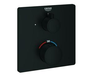 Grohe Grohe Set de montage prêt à l'emploi Grohtherm mitigeur thermostatique encastré, carré, noir mat Quantité:1