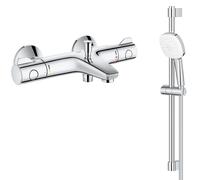 GROHE Grohtherm 800 Mitigeur Thermostatique Bain Douche & Rail Set 2 Sprays