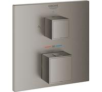 Mitigeur de douche thermostatique Grohe Grohtherm Cube pour Rapido SmartBox, avec commutateur 2 voies intégré, 2 consommateurs, 24154AL0, Couleur: graphite dur brossé