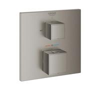 Mélangeur de bain thermostatique Grohe Grohtherm Cube pour Rapido SmartBox, avec commutateur 2 voies intégré, 2 consommateurs, 24155AL0, Couleur: graphite dur brossé