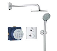 Grohe Grohtherm système de douche à encastrer 34734000 chromé , avec thermostat à encastrer, bras de douche 42,2 cm