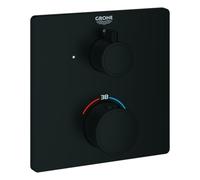 Grohe Grohe Set de montage prêt à l'emploi Grohtherm mitigeur thermostatique encastré, carré, noir mat Quantité:1
