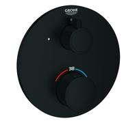 Grohe Grohtherm mitigeur de douche thermostatique, pour Rapido SmartBox, 1 robinet d'arrêt, noir mat, rond, 1022122430