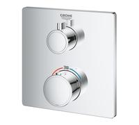 Grohe Grohtherm Mitigeur thermostatique encastré - 2 boutons - sans inverseur - rectangulaire - chromé 24078000