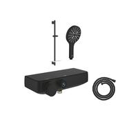 GROHE Grohtherm SmartControl Ensemble de douche - thermostatique - mitigeur de douche - barre coulissante - douchette ronde - tuyau de douche - phantom black (noir mat) SW1077342/SW901446/SW901410/SW9