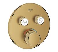Thermostat Grohe Grohtherm SmartControl avec deux vannes darrêt, rosace murale ronde, 29119GN0, Couleur: lever de soleil frais brossé