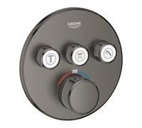 GROHE Grohtherm SmartControl Facade avec Mitigeur Thermostatique Encastré 3 sorties, Rond, Gris Brossé, 29121AL0