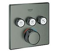 Grohe Grohtherm Smartcontrol garniture 29126AL0 graphite dur brossé, carré, thermostat dissimulé, 3 vannes d'arrêt