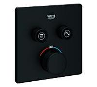 Grohe Grohtherm Smartcontrol kit de montage final 102166KF00 thermostat encastré, 2 vannes d'arrêt, carré, noir fantôme