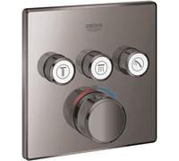 Grohe Smartcontrol jeu de finition 29126A00 graphite dur, carré, thermostat dissimulé, 3 vannes d'arrêt