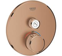 Thermostat Grohe Grohtherm SmartControl avec une vanne d'arrêt, rosette murale ronde, 29118DL0, Couleur: coucher de soleil chaud brossé