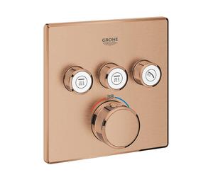 GROHE Grohtherm smartcontrol Pièce de garniture pour mitigeur thermostatique avec inverseur pour 3 fonctions carré brossé Warm sunset brossé (cuivre) 29126dl0