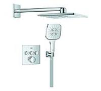 Grohe Grohtherm SmartControl système de douche 1039980000 carré, 3 robinets d'arrêt pour cadre de douche Duo, chromé , encastré