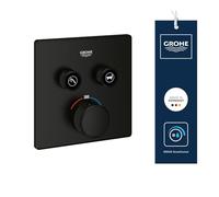Kit d'installation Grohe Grohtherm Smartcontrol 291242430 : thermostat encastré, 2 vannes d'arrêt, carré, noir mat