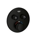 GROHE Grohtherm SmartControl Thermostat Encastré avec 2 Vannes pour Douche ou Bain (Commande Bouton Pousser/Tourner, Bouton de Sécurité à 38°C, Sans Corps d’Encastrement), Noir Mat, 291192430