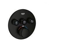 GROHE Grohtherm SmartControl Thermostat Encastré avec 3 Vannes pour Douche ou Bain (Commande Bouton Pousser/Tourner, Bouton de Sécurité à 38°C, Sans Corps d’Encastrement), Noir Mat, 291212430