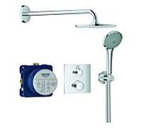 GROHE Système de douche à encastrer Grohtherm 34734000 chromé – thermostat à encastrer, bras 42,2 cm