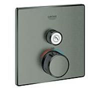 Grohe Jeu de garniture Grohtherm Smartcontrol 29123AL0 graphite dur brossé, carré, 2000 , robinet d'arrêt match1