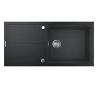Évier intégré Grohe K400 composite 31641AP0 1000x500mm, 1 bac avec égouttoir, granit noir
