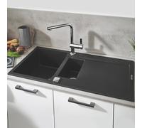Grohe intégré Grohe composite 31646AP0 1000x500mm, 1,5 vasques avec égouttoir, granit noir
