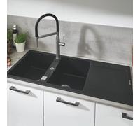 Grohe évier encastré composite 31647AP0 1160x500mm, 2 vasques avec égouttoir, granit noir