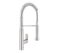 GROHE K7 Mitigeur de Cuisine, Bec Professionnel Médium Orientable, Inverseur 2 jets (Laminaire/Pluie), Supersteel, 31379Dc0 (Import Allemagne)