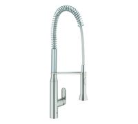 GROHE K7 Mitigeur monocommande pour évier DN 15, douchette professionnelle SpeedClean, bec haut, 32950DC0, Couleur: acier super