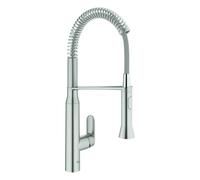 GROHE K7 Mitigeur monocommandé pour évier, saillie 234mm, orientable, douchette professionnelle, double jet, hauteur 539mm, 31379DC0, Couleur: acier super