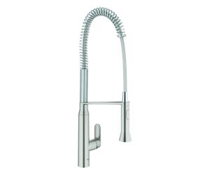 GROHE K7 Mitigeur monocommandé pour évier, saillie 234mm, orientable, douchette professionnelle, double jet, hauteur 674mm, 32950DC0, Couleur: acier super