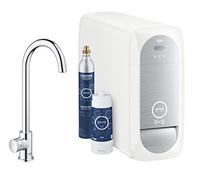Grohe Blue Home Mono C-spout Starter Kit 31498 Mono robinet avec fonction de filtre, avec radiateur et WIFI, Coloris: chrome - 31498001