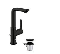 GROHE Lineare 232962431 Mitigeur monocommande pour lavabo avec bonde pop-up Taille L 252 mm Bec haut pivotant Cartouche céramique 28 mm Mousseur économiseur d'eau 5 l/min Queues 3/8" Noir mat