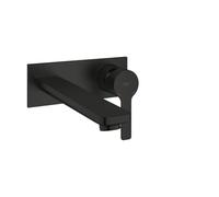 GROHE Lineare 234442431 Mitigeur lavabo mural 2 trous sans corps dissimulé (robinet avec bec rectangulaire projection 207 mm, entraxe 110 mm, mousseur économiseur d'eau 5 l/min), noir mat