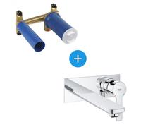 Grohe - Lineare Set Mitigeur monocommande 2 trous lavabo encastré mural Chrome Taille L + Corps encastré (23444001-SET)