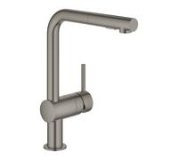 GROHE Minta Mitigeur monocommandé pour évier, saillie 223mm, bec en L, douchette Dual extractible, 30274AL0, Couleur: graphite dur brossé